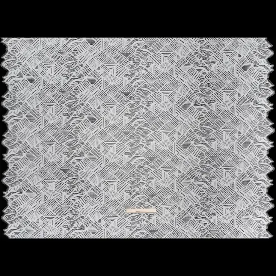 1 Yard Ivory Raschel Lace Fabric Geometry Leaves Organic Edge Sheer Nylon Lightweight 50 Inch Width {3}