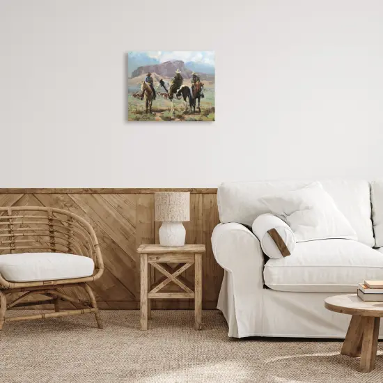 Stupell Industries Cowboy Group with Cattle Canvas By Carolyne Hawley {8}