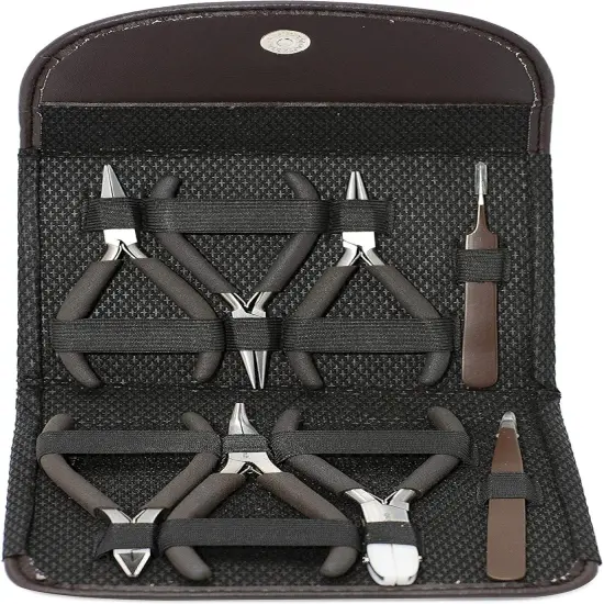 The Beadsmith Fashion Color Pliers &ndash; Slimline Color-Coordinated Tools &ndash; Matching Clutch in Beige &ndash; Jewelry Making Supply Kit to Create Necklaces, Bracelets, Earrings & More Chocolate {4}