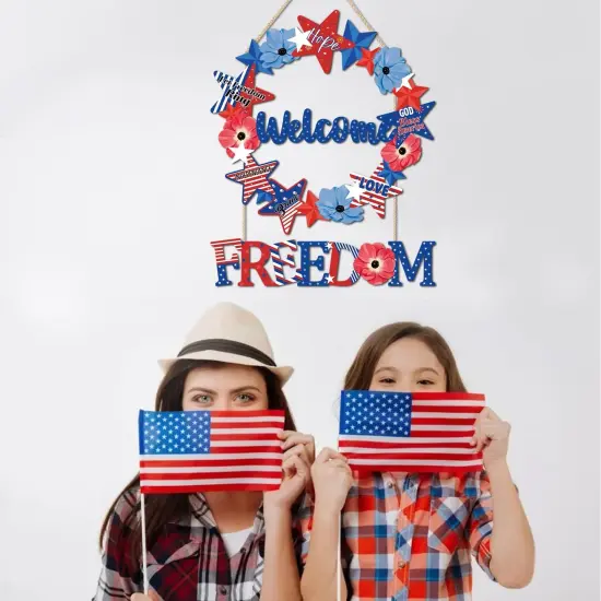 2pcs Patriotic Welcome Sign American 4th of July {2}