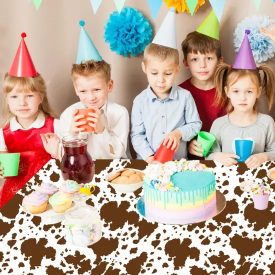 3Pcs Cow Print Tablecloths Farm Animals Brown Cow {4}