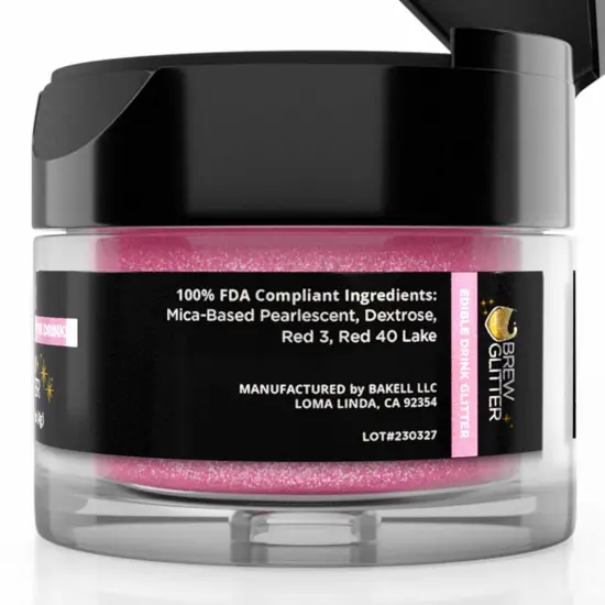 Brew Glitter - Pink Edible Drink Glitter (4g, x1 Flip-Cap Jar) for Beer, Cocktails and Beverages {6}