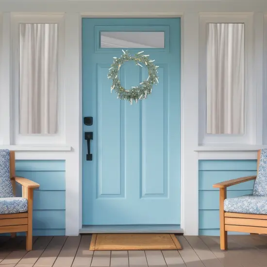 Northlight Pre-Lit Battery Operated White Lavender Spring Wreath - 16" - White LED Lights Green {5}