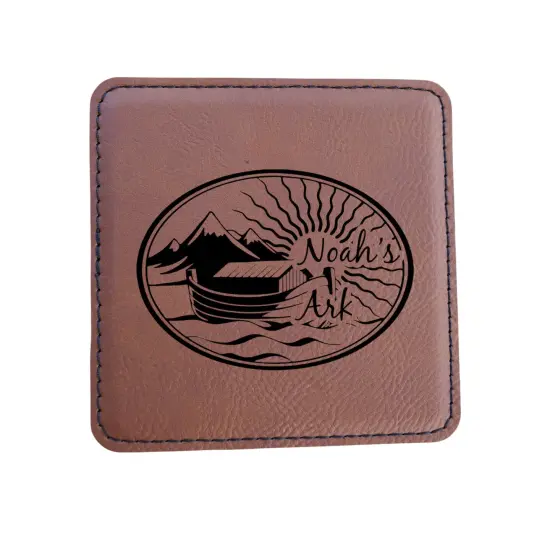 Coaster - Noahs Ark - SET OF 2 - Leather or Stitched Cork Black/Silver {5}