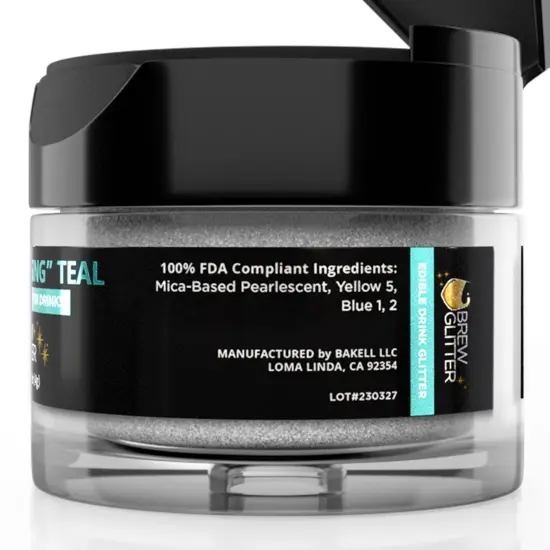 Brew Glitter - Teal Color Changing Edible Drink Glitter (4g, x1 Flip-Cap Jar) for Beer, Cocktails and Beverages {6}