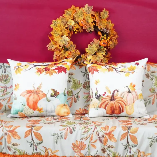 Set of 2 Fall Pumpkins Pillow Covers 20x20 Inch {2}