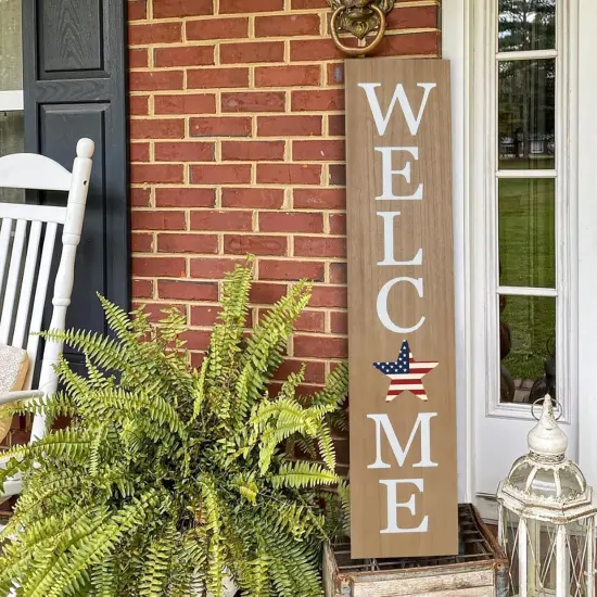 Wooden Porch Welcome Sign (Wood) {3}