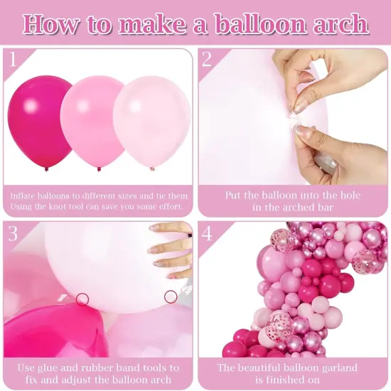 168 Pcs Hot Pink Balloon Garland (Pink) {2}