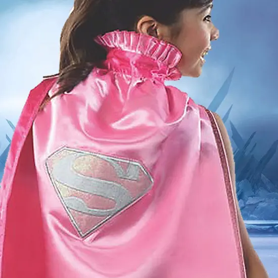 Pink Supergirl Cape Costume Accessory for Kids with White Logo Design {4}