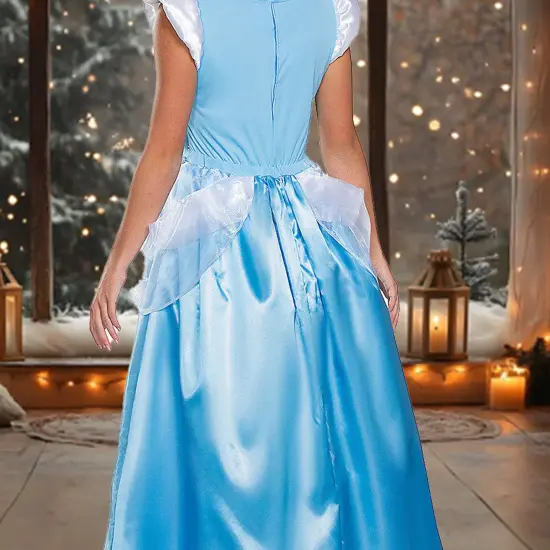 Womens Deluxe Cinderella Costume With Elegant Blue Ball Gown For Parties Medium 8-10 {5}