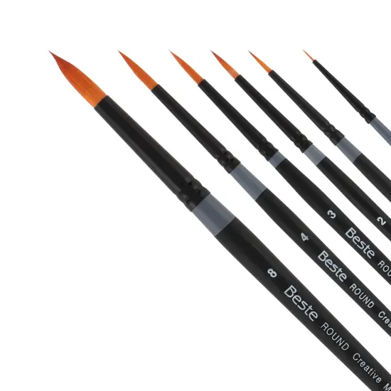 Creative Mark Beste Golden Taklon Round #4 - 2 Pack Artist Brush, Professional Watercolor Brushes, For Acrylic Painting, Short Handle, Sharp Edges, Hand-Tied & Shaped {1}