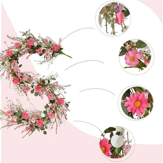 5.9ft Spring/Summer Flower Garland, Artificial Daisies Wildflower Leaves Garland {2}