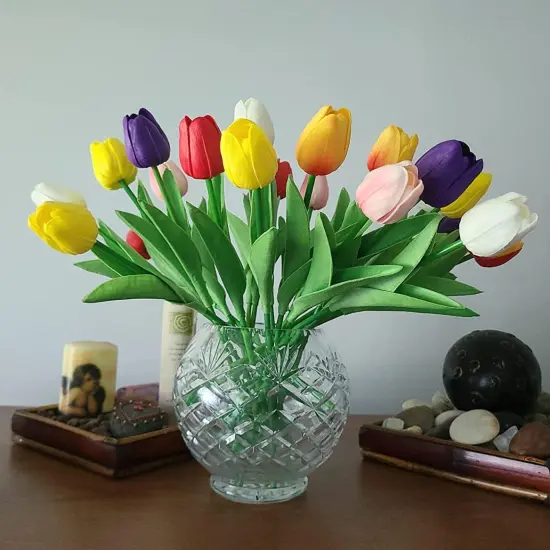 24pcs Multicolor Artificial Tulips Flowers Bouquet Flower Arrangement {2}