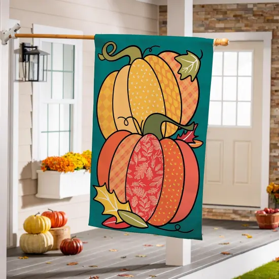 Quilted Pumpkins 2 Sided Banner {2}