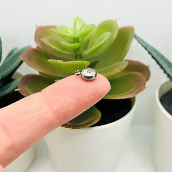 201 Stainless Steel, Clear Diamond April Birthstone Rhinestone Charms, 8x6mm {3}