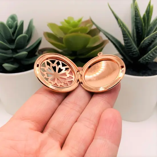 Rose Gold Celtic Aromatherapy Essential Oil Diffuser Lockets, 32x32mm {4}