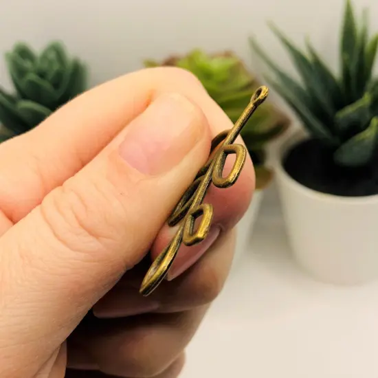 Bronze Tree Branch Charm, Leaf Connector, 42x19mm {4}