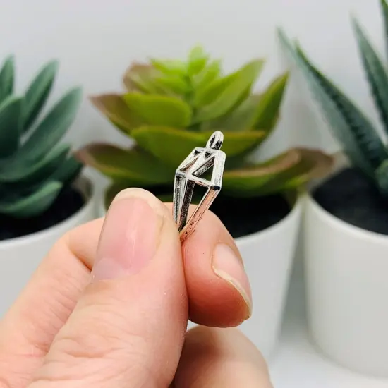 Silver Diamond Shape Geometric Charms, 19x16mm {4}