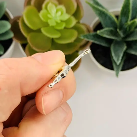 Antiqued Silver Gymnast Charms, 30x10mm {4}