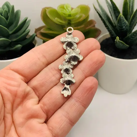 Silver Plumeria Plum Blossom Charms, 57x18mm {3}