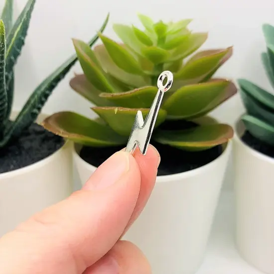 Silver Plated Lightning Bolt Wizard Charms, 29x9mm {4}