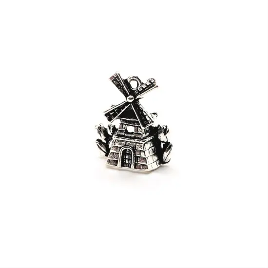 Antique Silver 3D Windmill Charms, 18x16mm {2}