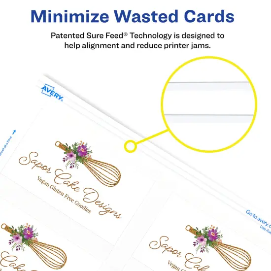 Avery Clean Edge Printable Business Cards with Sure Feed Technology, 2" x 3.5", White, 2,000 Blank Cards for Laser Printers (5870) {3}