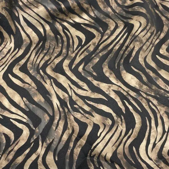 Desert Zebra Foil Printed Spandex Fabric Ivory/Shiny Foil {3}