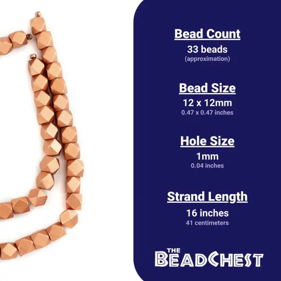 The Bead Chest Copper Cornerless Cube Wood Beads: 12mm Diamond Cut Natural Organic Beads for Jewelry Making {4}