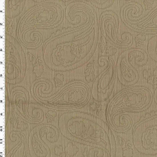 Beige Paisley Cloque Woven Home Decorating Fabric By the Yard {1}