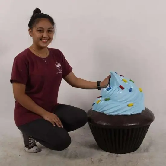 Blue Frosting Chocolate Cupcake Over Sized Statue {3}