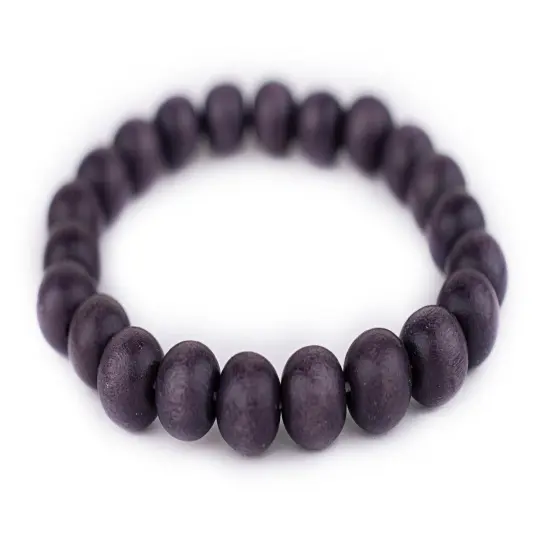 The Bead Chest Wood Stretch Bracelet, Dark Grey - Stackable Beaded Jewelry, Unisex for Men & Women {1}