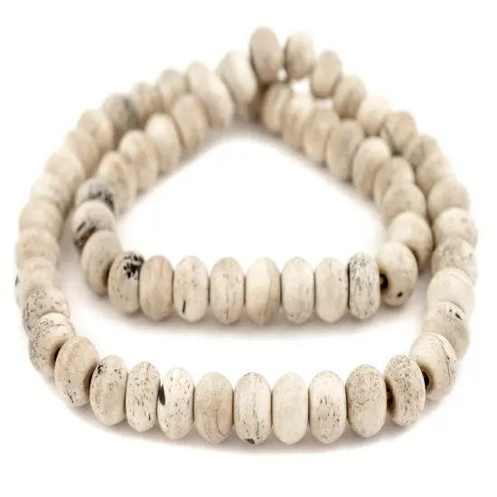 The Bead Chest Washed Grey Bone Beads (12mm) {3}