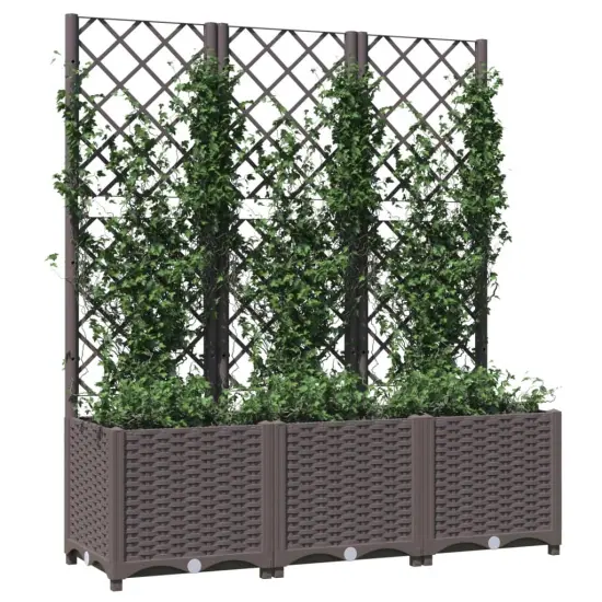 vidaXL Garden Planter with Trellis Brown 47.2x15.7x53.5 PP {3}