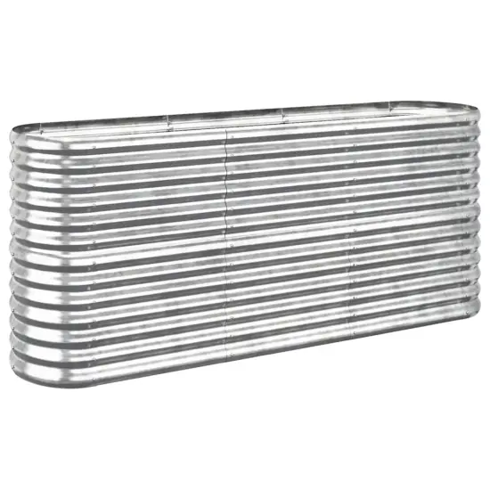 vidaXL Garden Raised Bed Powder-coated Steel 59.8"x15.7"x26.8" Silver {2}