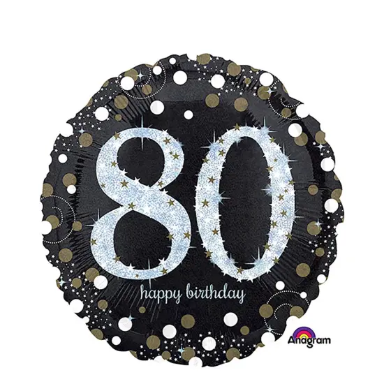Sparkling Birthday 80 Round Foil Balloon Holographic 18 Inch {1}