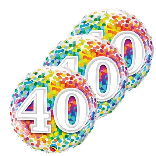 40 Rainbow Confetti 18" Foil Mylar Balloon {4}