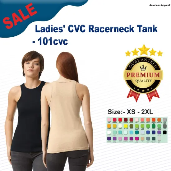American Apparel&reg; Ladies CVC Racerneck Tank Heather Charcoal {3}