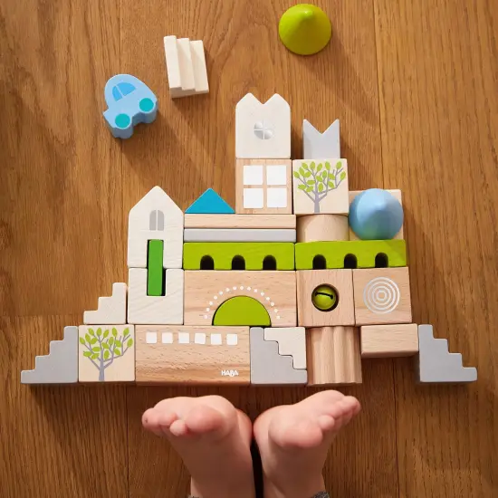 HABA Wooden Block Coburg Set - 28 Piece Building Block Set for Toddlers and Kids - Wooden Stacking Toys Made in Germany, For 18 Months and Up Multicolor {6}