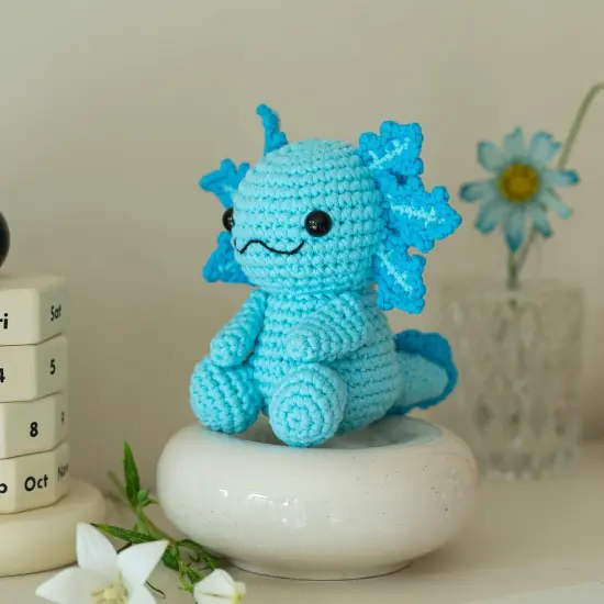 Crochet Kit for Beginners, Crochet Animal Kits, Amigurumi Crocheting Kit for Starters with Step-by-Step Video Tutorials, Beginner Crochet Kit for Adults (1Pack Blue Axolotl) {4}