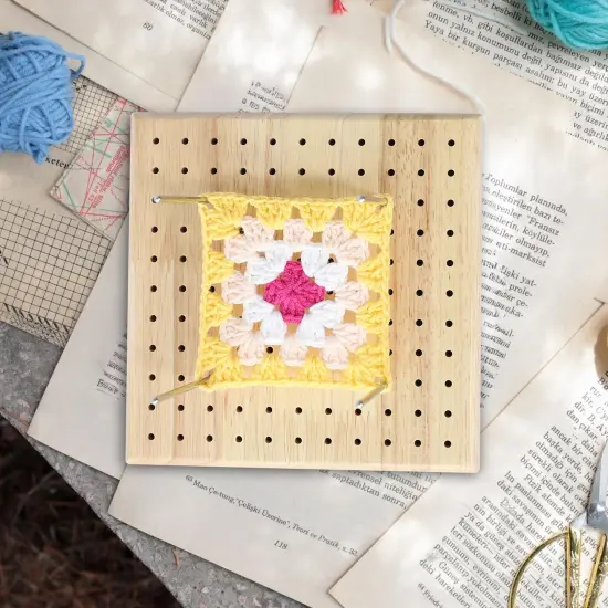 Crochet Blocking Board with Pegs 15 Pins - Granny Square Blocking Board, Blocking Boards for Crochet Projects, Crochet Accessories and Gadgets, Crochet Supplies, Crochet Tools (5 inches) {3}