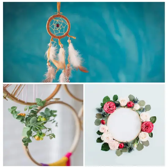 Sherbo 3 Pieces Beech Wood Embroidery Hoops Set by 4 Inch to 6 Inch Circle Hoop Ring Cross Stitch Cotton for DIY Embroidery Floss Starter of Sewing Art Kits Crafts {4}