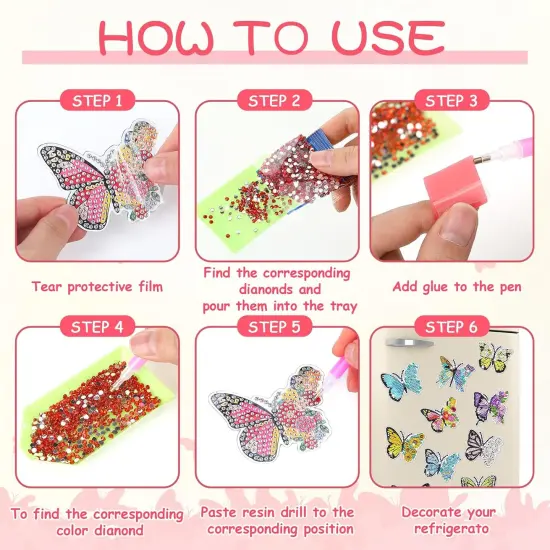 16 Pcs Butterfly Diamond Art Magnets Kits for Refrigerator Butterfly Diamond Painting Magnets DIY for Adults Kids Crafts Home Fridge Decor {3}