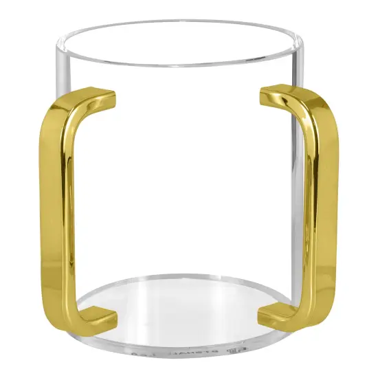 Lucite Wash Cup with Mirrored Gold Handles {1}