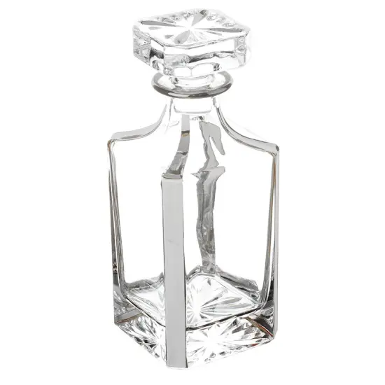 Pristine Crystal Decanter with 6 Cups Set Silver {1}