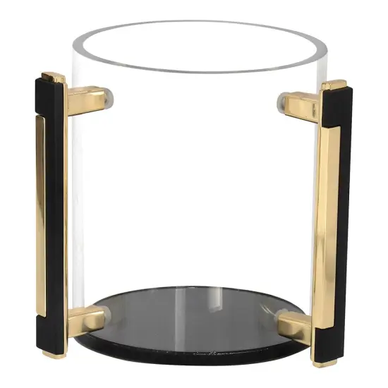 Lucite Clear Wash Cup with Gold Designed Handles White & Gold {2}