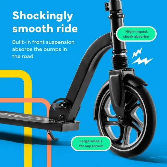 LaScoota Kick Scooter for Adults & Teens. Perfect for Ages 8-14 and Men & Women. Lightweight Foldable Adult Scooter Large Sturdy Wheels Blue {5}