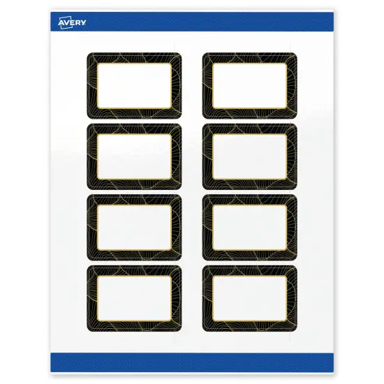 Avery Printable Rectangle Labels with Sure Feed Technology, Pre-Printed Black Border with Gold Pattern, Glossy White, 2" x 3", Laser & Inkjet Compatible, 80 Total {1}
