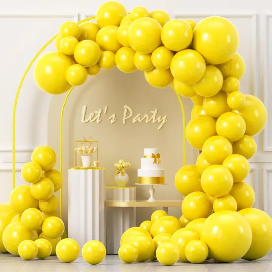 Yellow Balloons Garland Arch Kit, 100PCS 18In 12In 10In 5In Yellow Latex Balloons Garland Arch Kit with Glue Dot Strip and Ribbon for Birthday Weddings Anniversary Graduation Party Decorations {1}