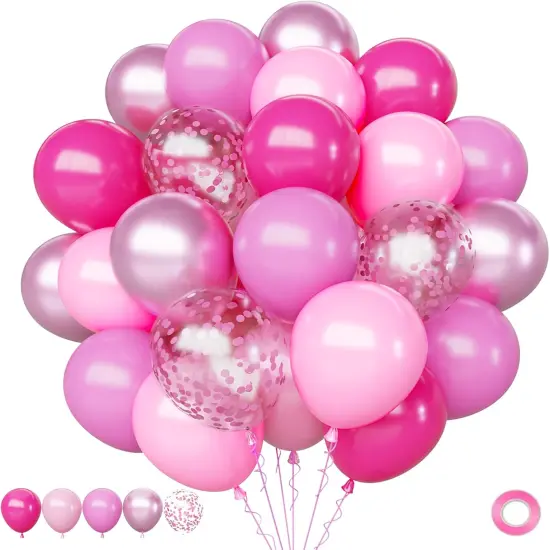 Pink Balloons Set, 63Pcs Hot pink Latex Balloons {1}